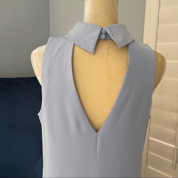 Eliza J Light Blue High Collar Drop Waist Dress Size 10 - Picture 8 of 11